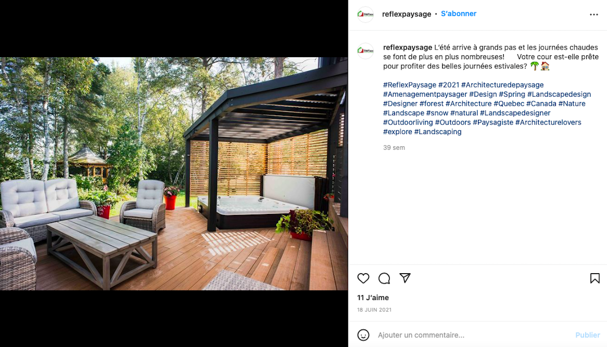 Reflex Paysage entreprise québécoise Instagram