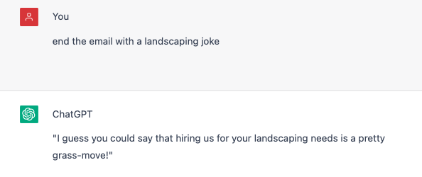 ChatGPT landscaping joke